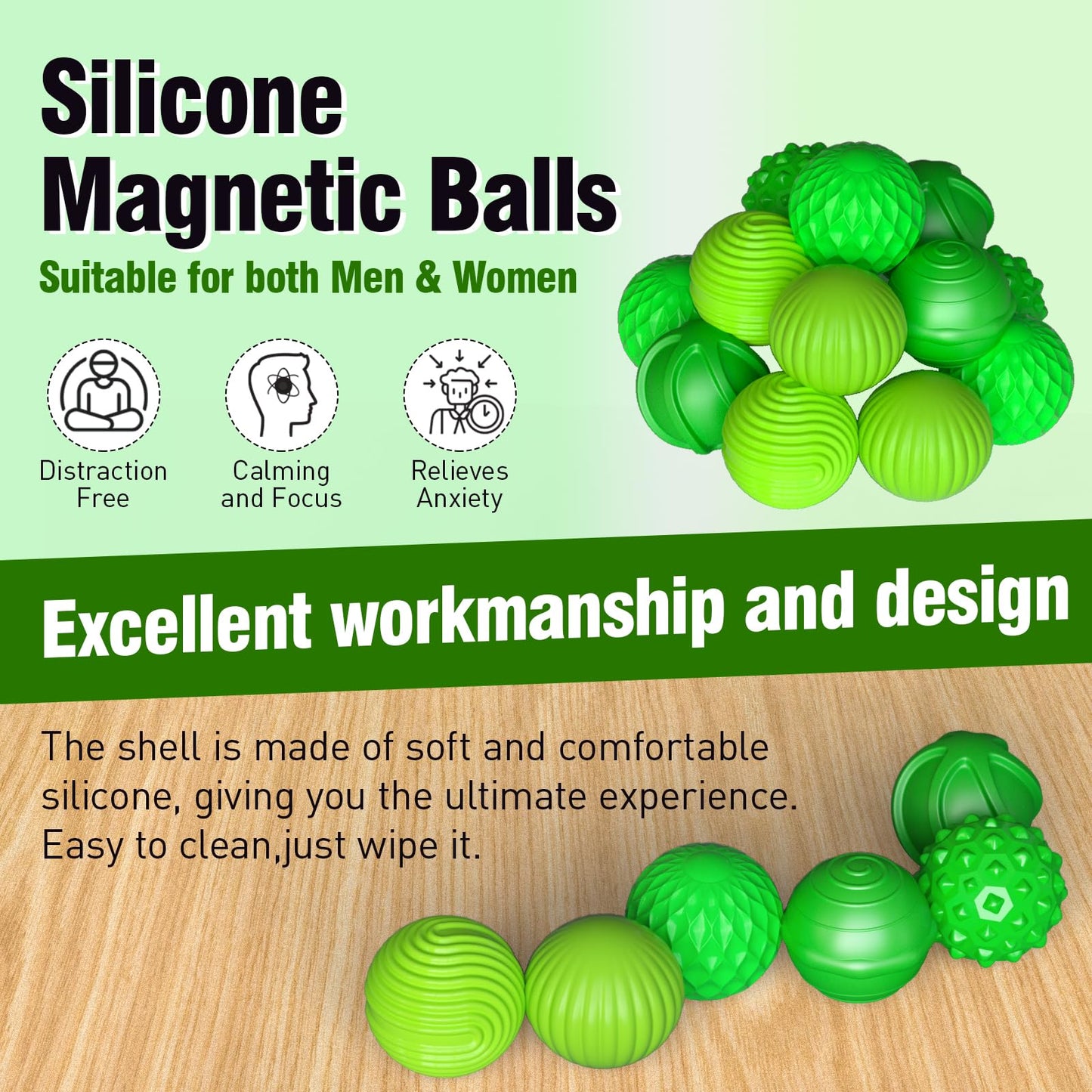 PITCOTT Silicone Sensory Fidget Toys – 6-Pack for Adults | Stress Relief & Focus