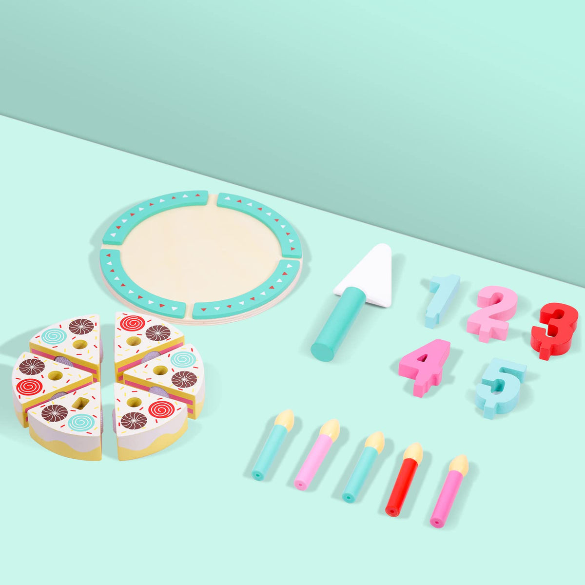 Pithfor Birthday Cake Cutting Toy – Wooden Pretend Play Set (Ages 3-5)