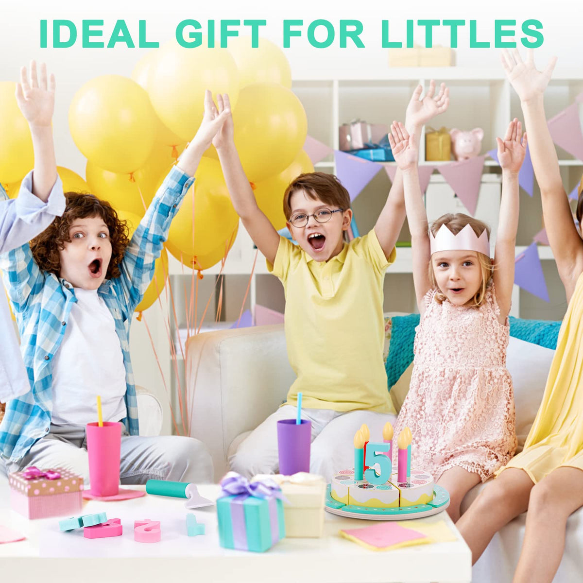 Pithfor Birthday Cake Cutting Toy – Wooden Pretend Play Set (Ages 3-5)