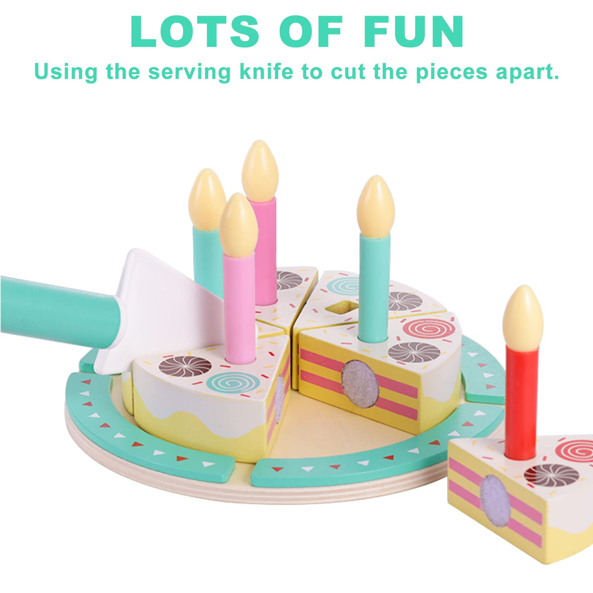Pithfor Birthday Cake Cutting Toy – Wooden Pretend Play Set (Ages 3-5)