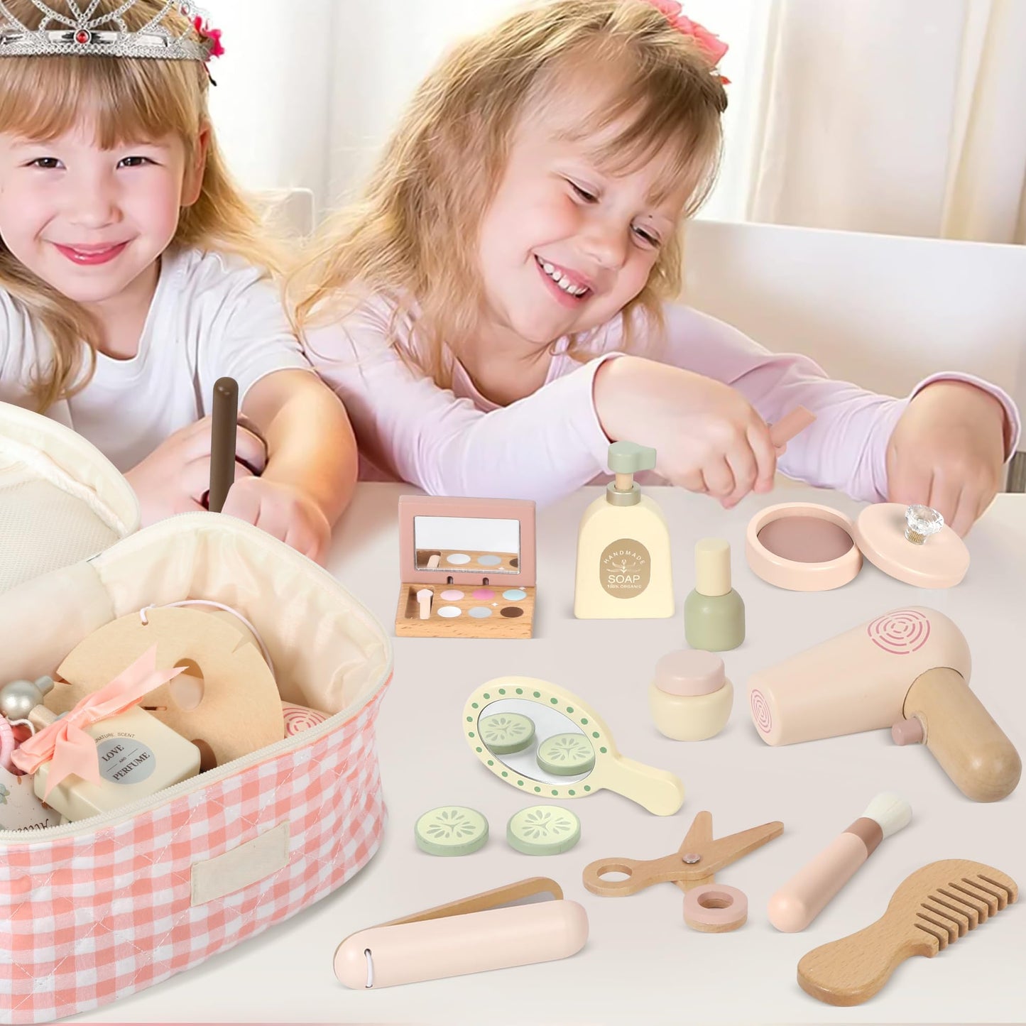 Pithfor Wooden Makeup Toy Set – Pretend Play Beauty Kit for Kids 3+