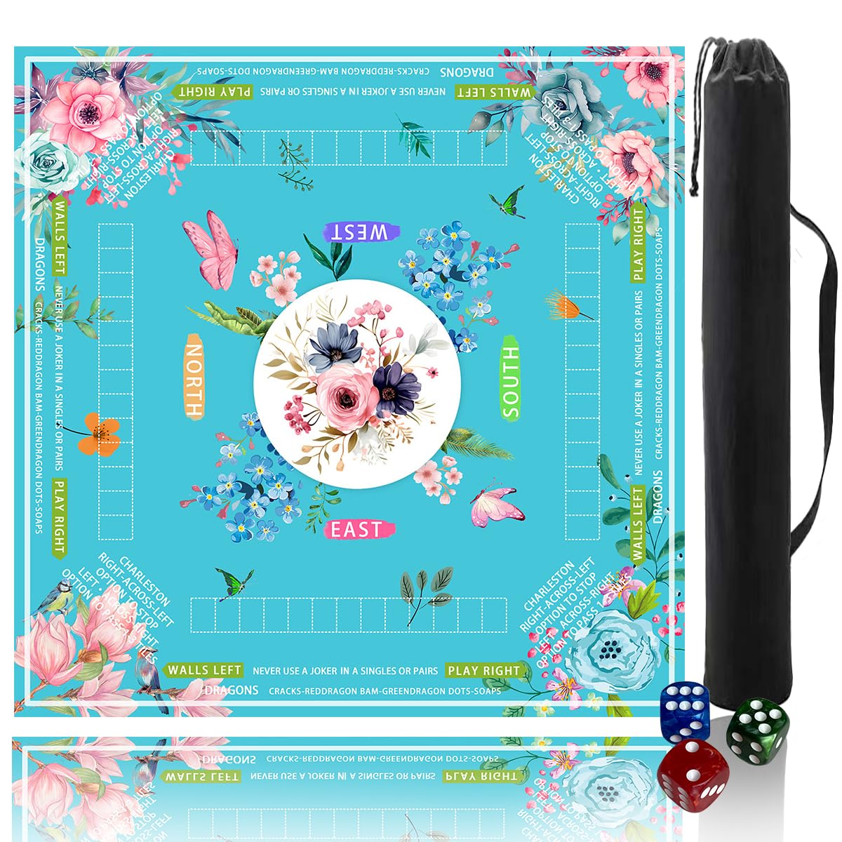Pittera Mahjong Mat 31.5x31.5 in with Drawstring Bag – Noise-Reducing, Anti-Slip Table Mat