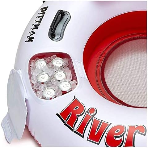 Pittman Outdoors River Drifter Inflatable Water Float Tube with Ice Chest Cooler – 1 Person