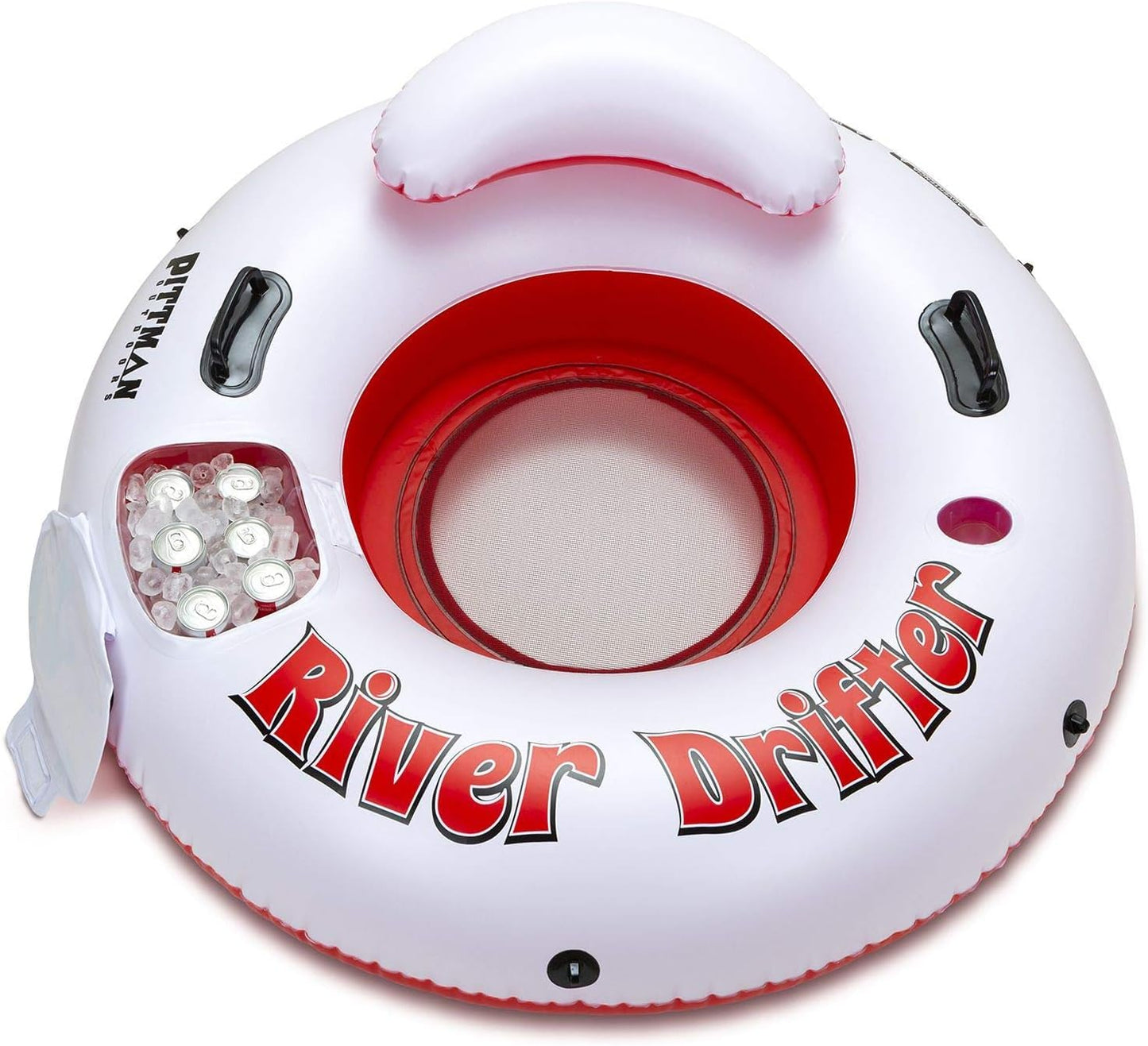 Pittman Outdoors River Drifter Inflatable Water Float Tube with Ice Chest Cooler – 1 Person