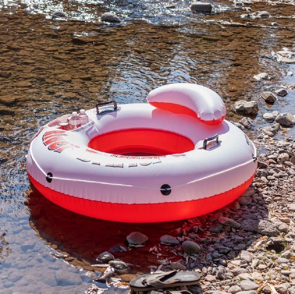 Pittman Outdoors River Drifter Inflatable Water Float Tube with Ice Chest Cooler – 1 Person