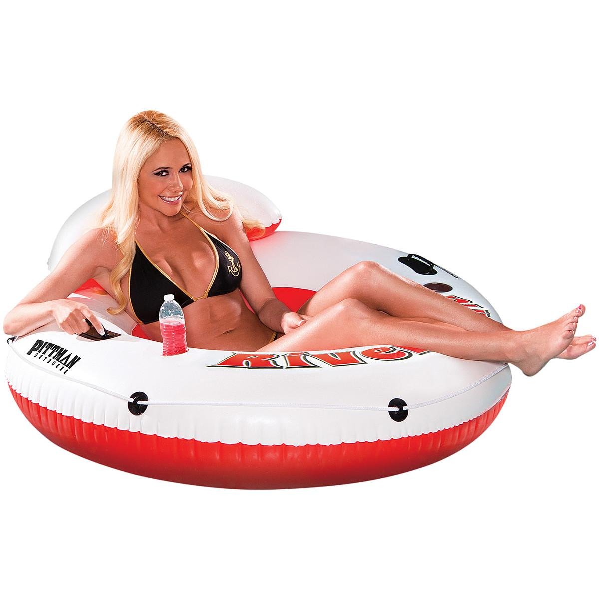 Pittman Outdoors Water Float Tube – One-Person River Drifter with Cup Holders, 300 lb Capacity
