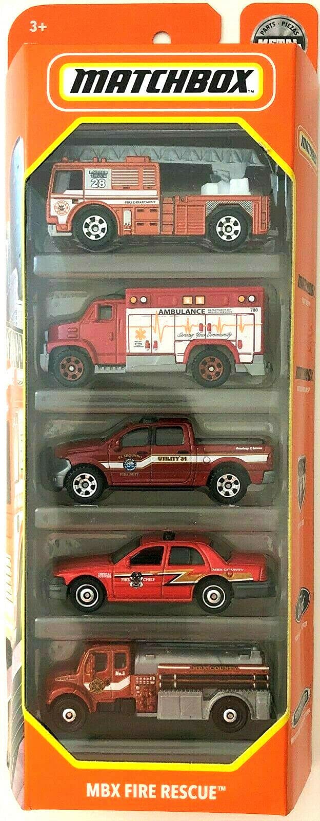 Piuess Matchbox MBX Fire Rescue 5 Pack – 1:64 Scale Emergency Vehicles