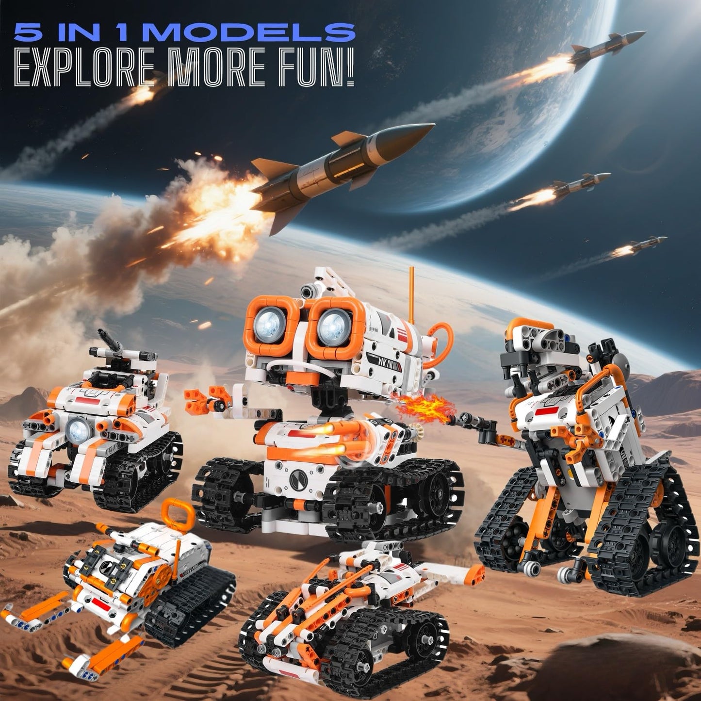 PIVONAX STEM Robotics Kit for Kids 6+: 5-in-1 Remote & App Coding Robot