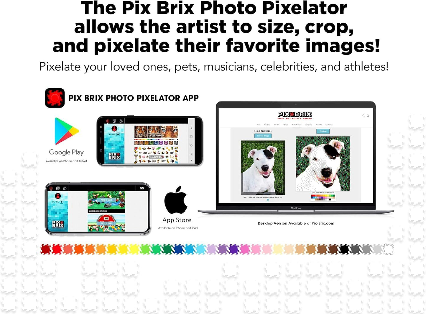 Pix Brix Pixel Art Puzzle Bricks – 1,500-Piece Dark Palette Kit (12 Colors) for 2D & 3D Builds