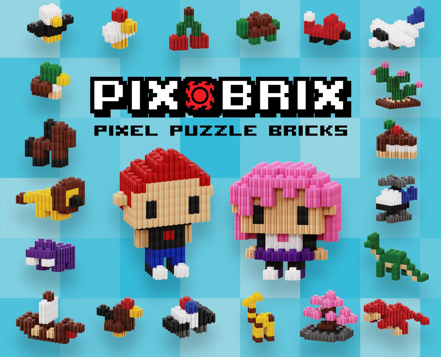 Pix Brix Pixel Art Kit Puzzle Bucket – 1,500-Piece Set with 12-Color Light Palette | Interlocking Bricks for 2D & 3D Creations | STEM Toy for Ages 6+