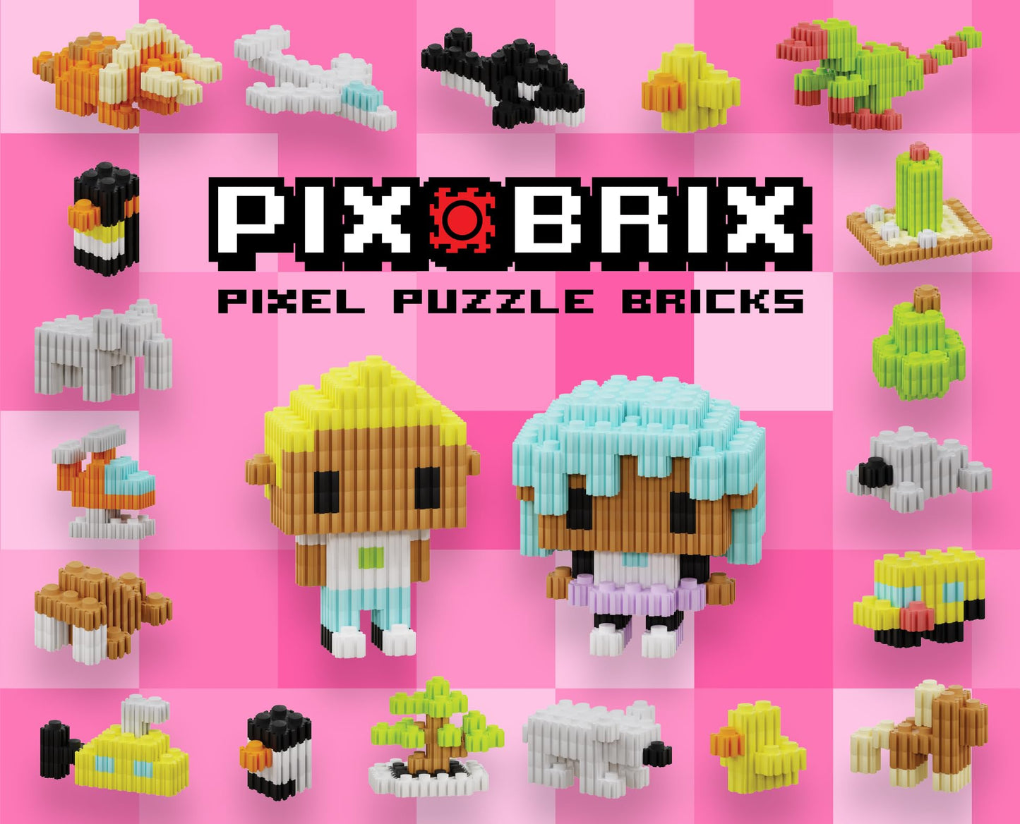 Pix Brix Pixel Art Puzzle Bricks – 1,500-Piece Dark Palette Kit (12 Colors) for 2D & 3D Builds