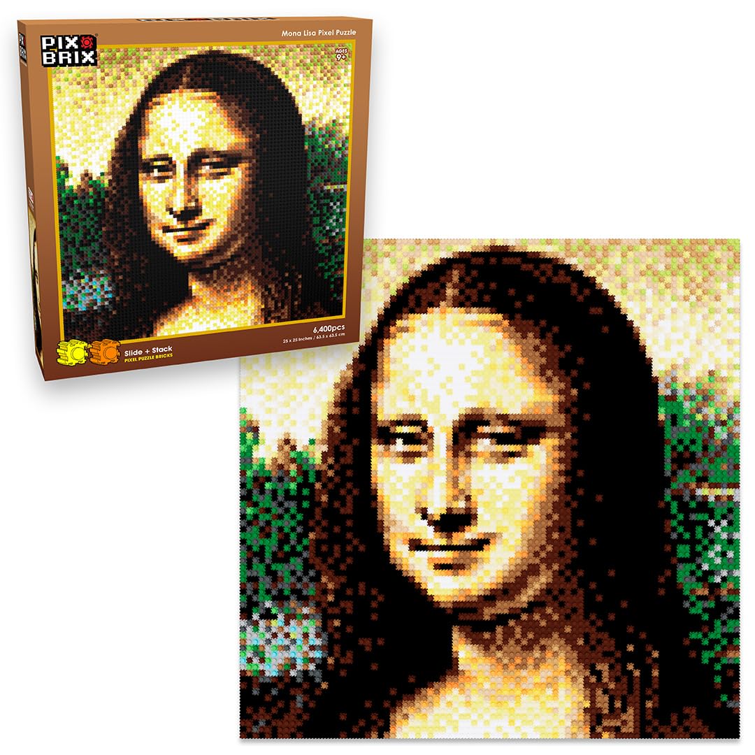 Pix Brix Mona Lisa 6,400-Piece Pixel Art Puzzle Bricks – No Glue Required