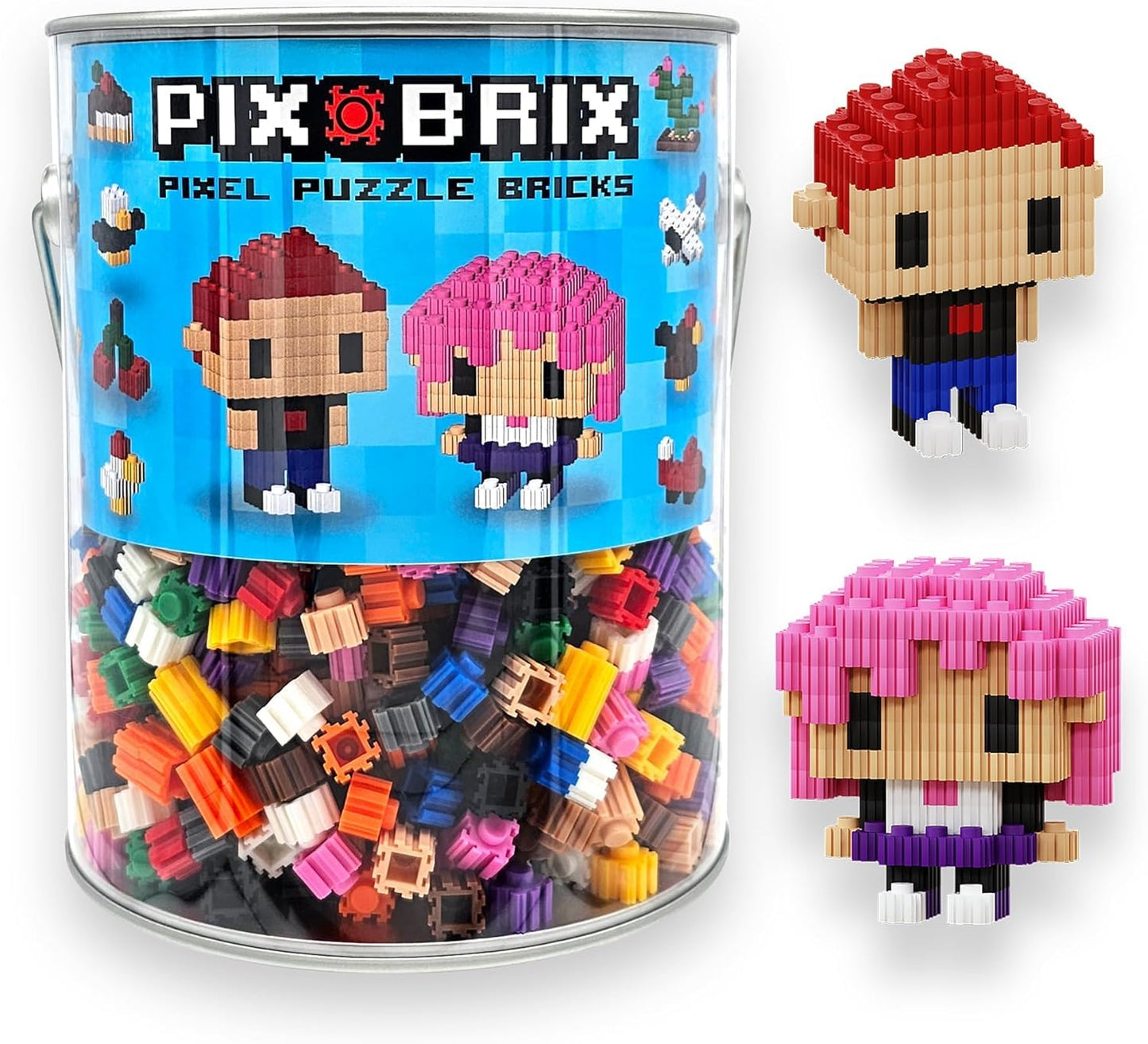Pix Brix Pixel Art Puzzle Bricks – 1,500-Piece Dark Palette Kit (12 Colors) for 2D & 3D Builds