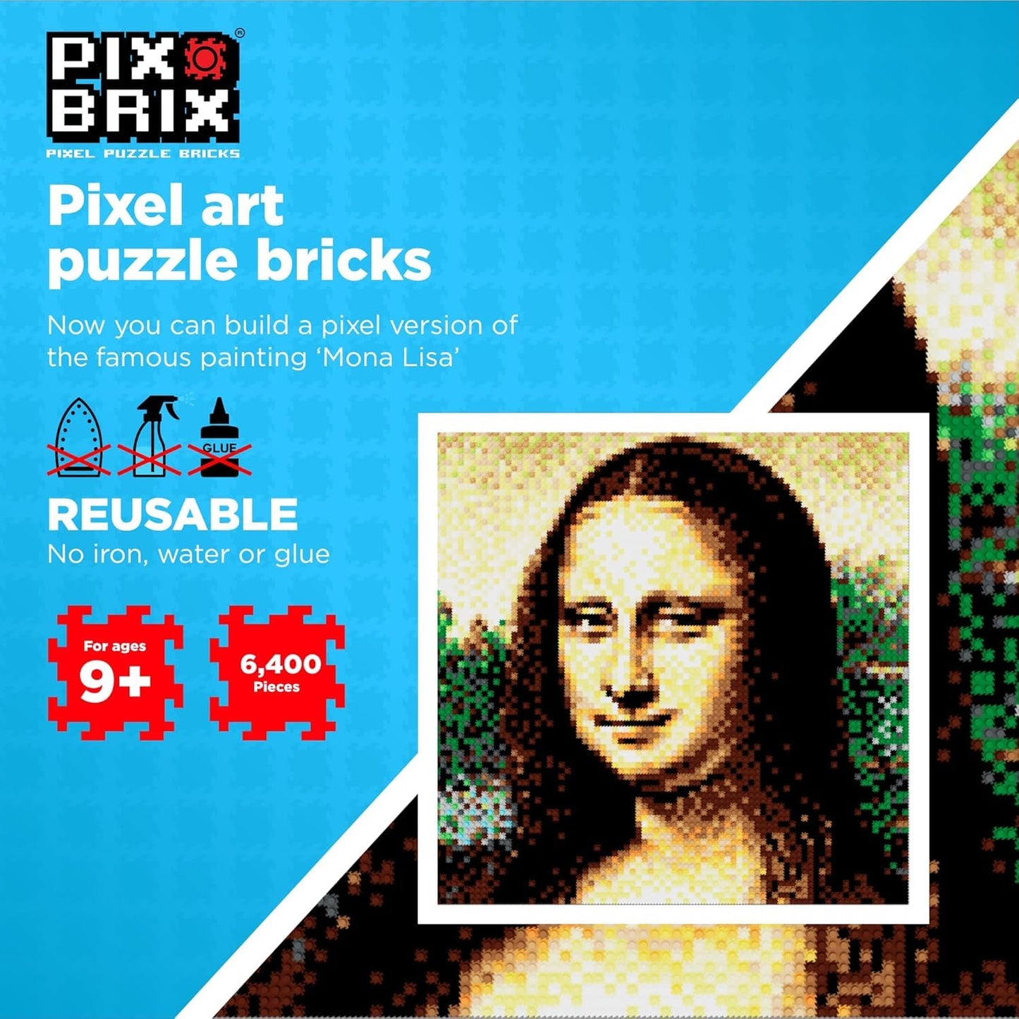 Pix Brix Mona Lisa 6,400-Piece Pixel Art Puzzle Bricks – No Glue Required