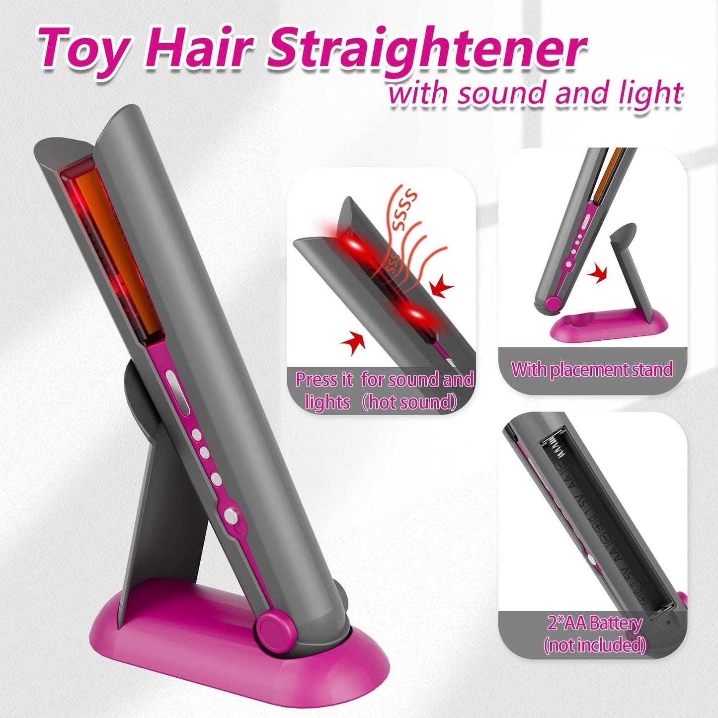 PIXATA Girls Hair Salon Toys: Deluxe Styling Set with Realistic Hair Dryer & Straightener for Kids 3+