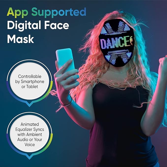 Pixel Stackers Glow Gear Face Transforming LED Mask – App-Controlled LED Mask with 115+ Faces