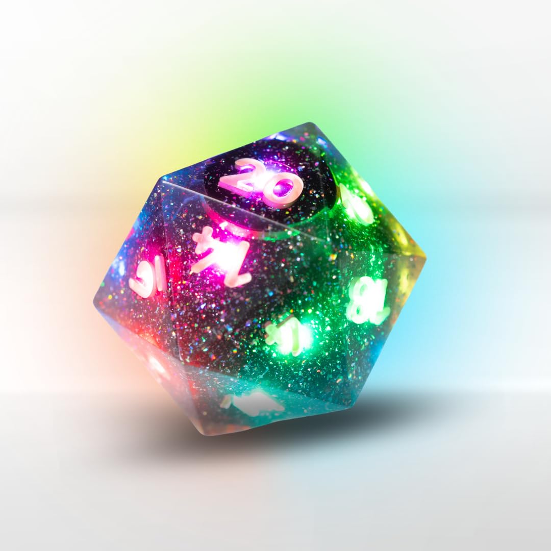 Pixels Electronic Dice D20 Midnight Galaxy – App-Controlled RGB Polyhedral Dice with Bluetooth & Wireless Charging