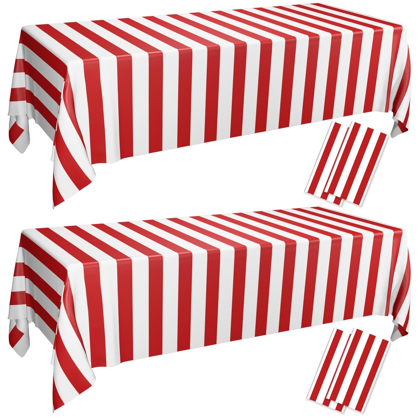 PIXHOTUL Carnival Tablecloths 4-Pack – Red & White Stripe, 51 x 86