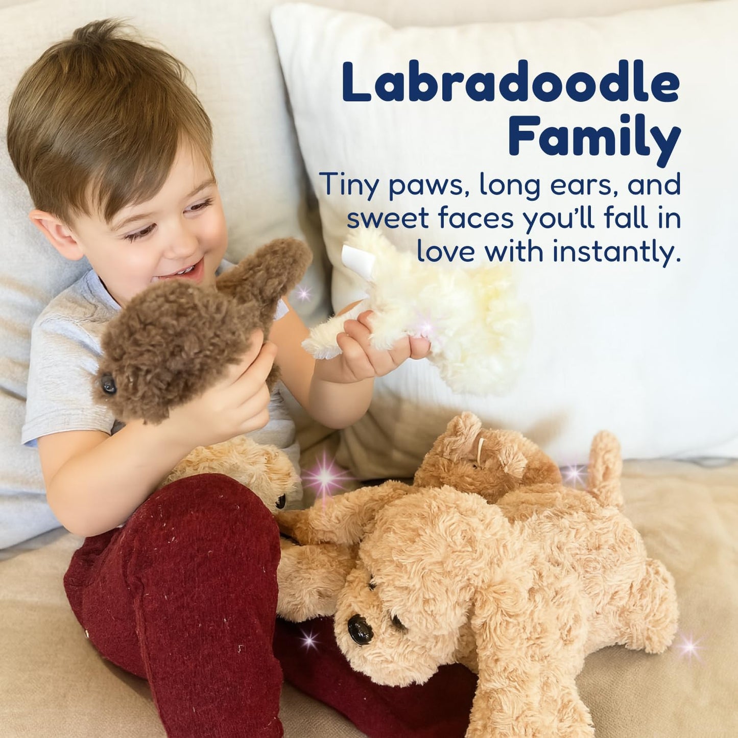 PixieCrush Adopt Me Dog Plush Set: Mommy Labradoodle with 4 Hidden Puppies