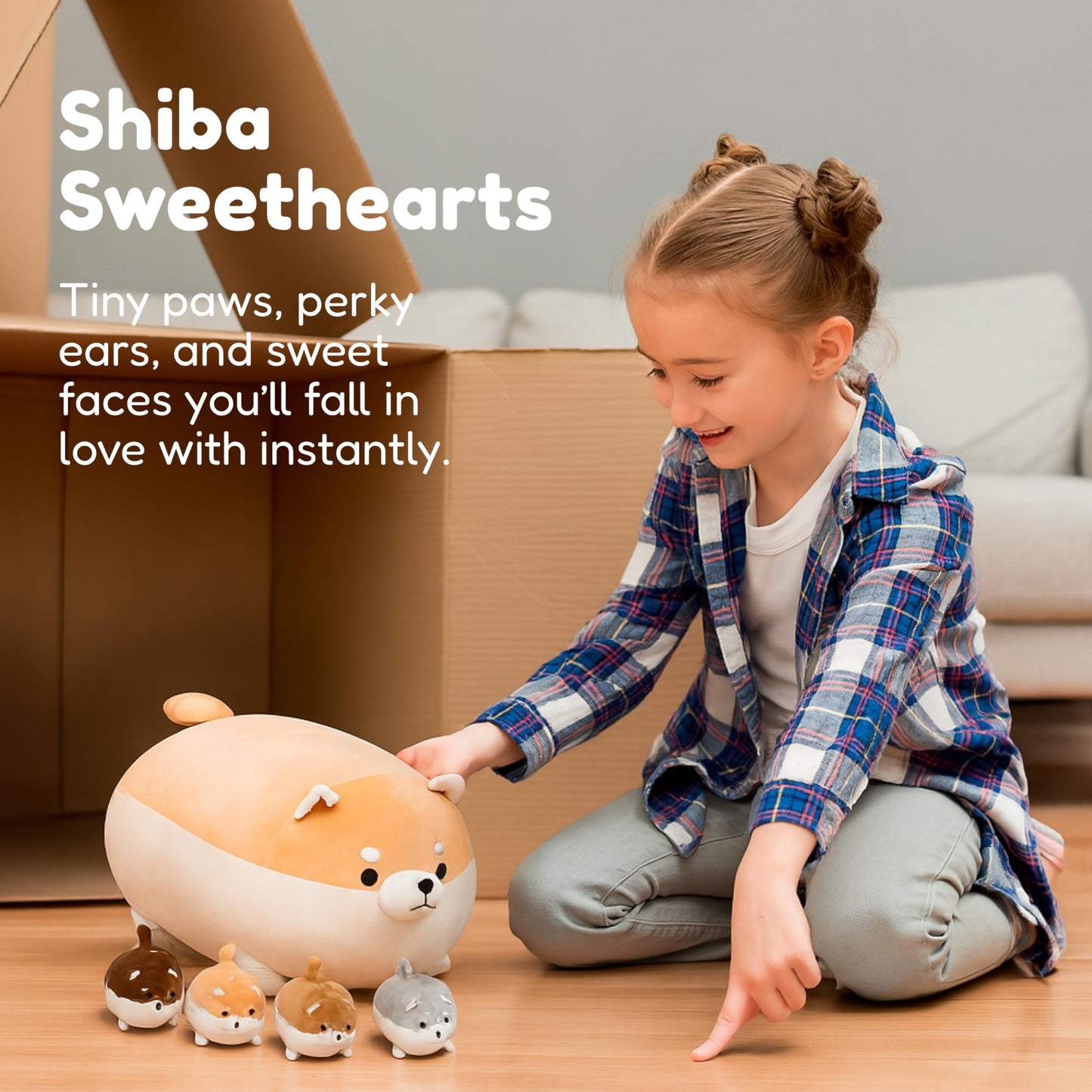 PixieCrush Shiba Inu Mommy with Puppies Plush Toy Set for Girls 3–8