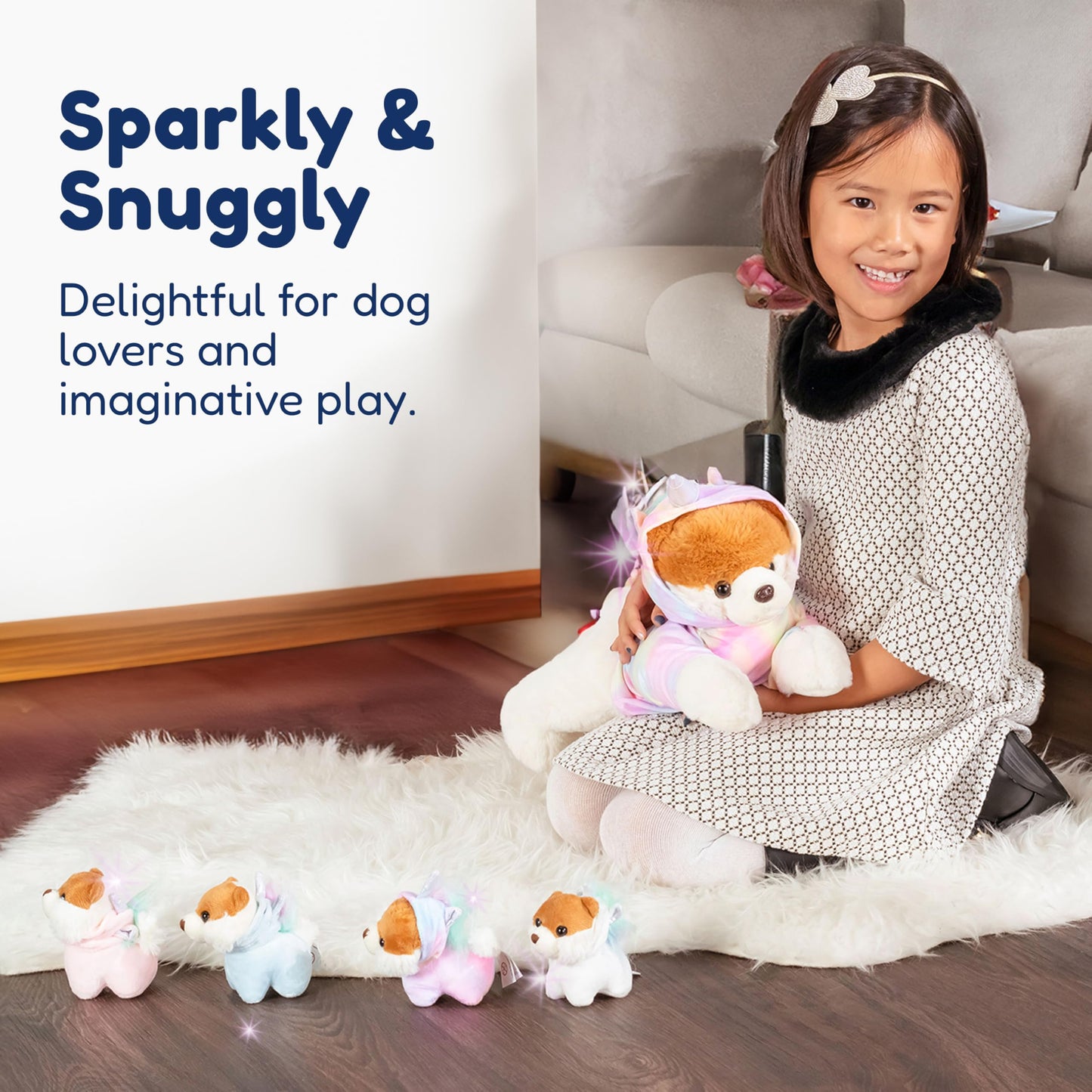 PixieCrush Bernese Mommy Plush with 4 Puppies – Huggable Dog Stuffed Animals (5x10x8)