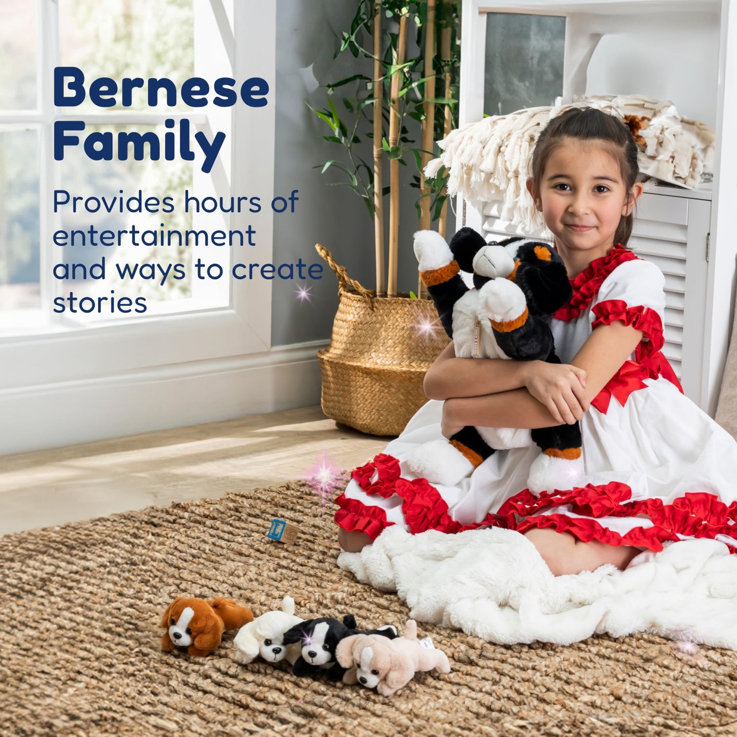PixieCrush Bernese Mommy Dog Plush — 4 Puppies Inside | Huggable Toy for Kids 3+
