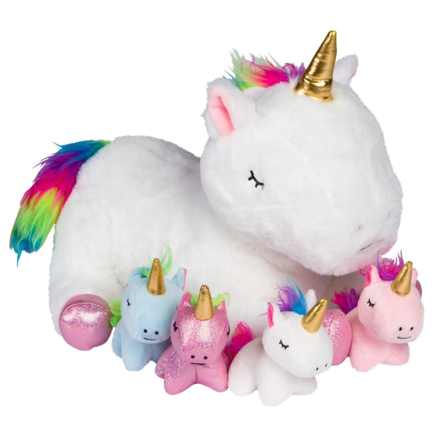 PixieCrush Unicorns Set of 5 – Mommy with Babies Plush Toys for Girls