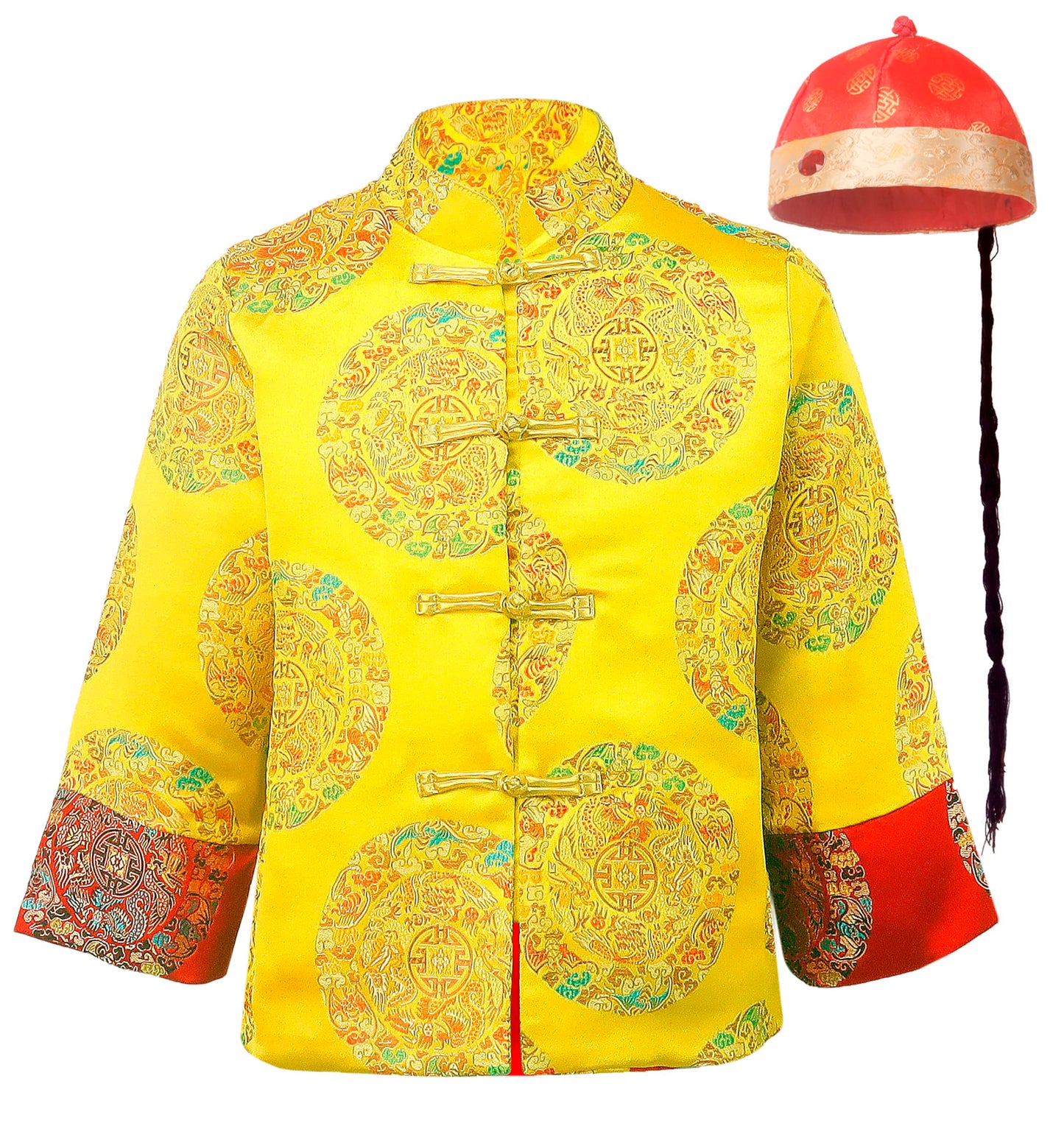 Pixienest Dragon Tang Suit for Boys with Hat | Lunar New Year Kids Costume 4-12