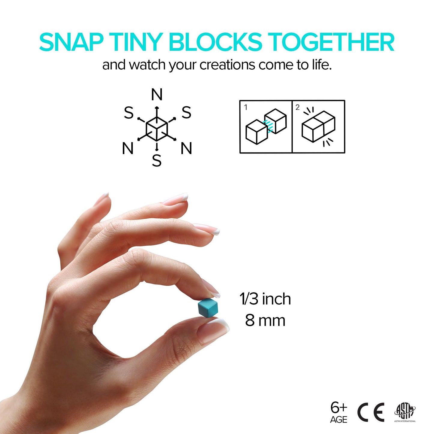 PIXIO Mini Magnetic Blocks – Pixel Art Style (60 pcs) with Free App | Open-Ended Creative Toy for Ages 6+