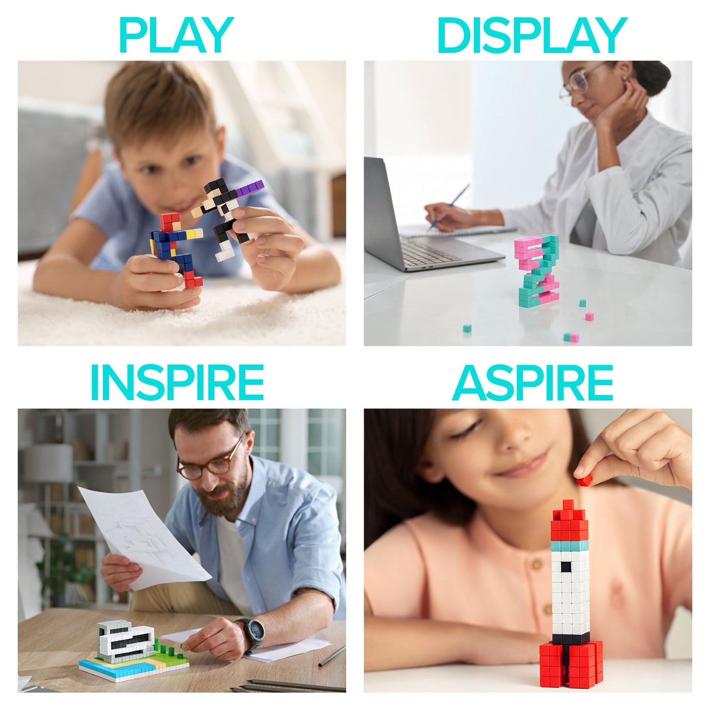 PIXIO Mini Magnetic Blocks – Pixel Art Style (60 pcs) with Free App | Open-Ended Creative Toy for Ages 6+