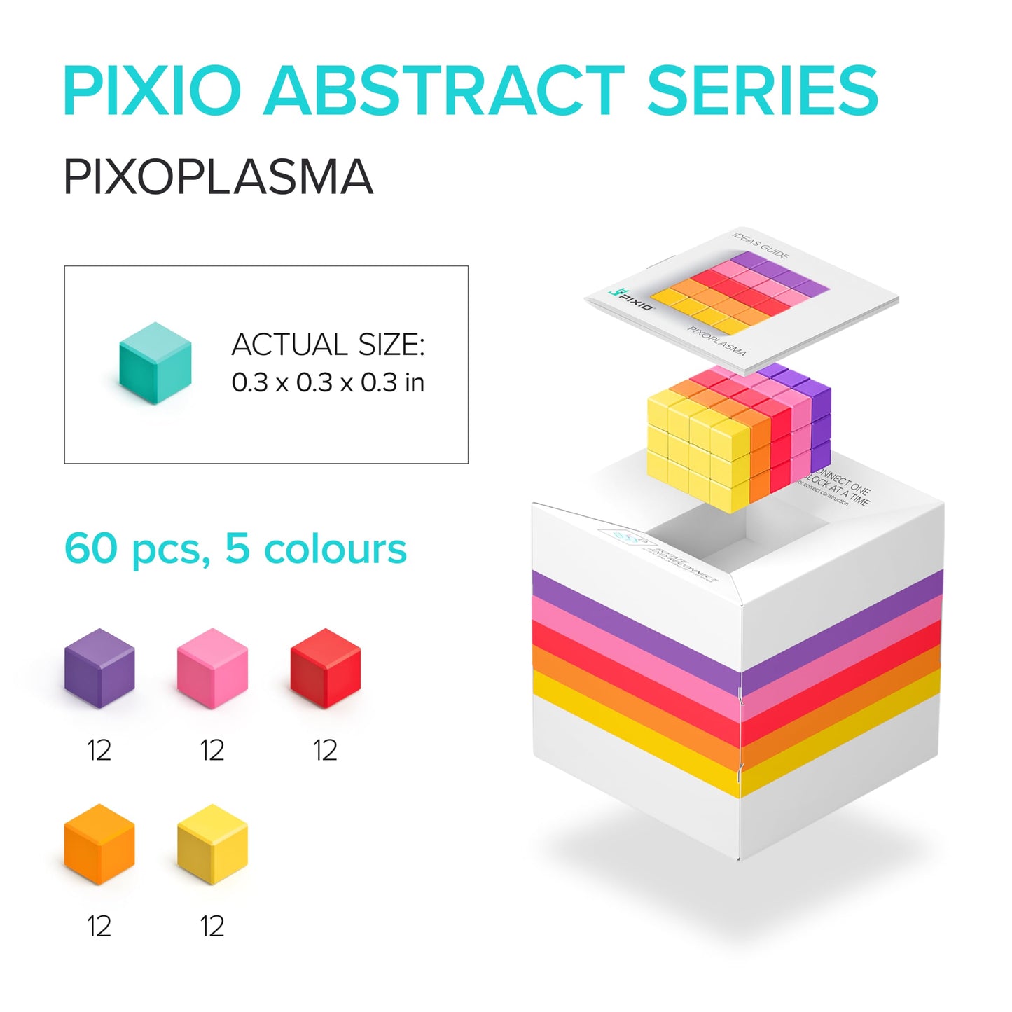 PIXIO Mini Magnetic Blocks – Pixel Art Style (60 pcs) with Free App | Open-Ended Creative Toy for Ages 6+