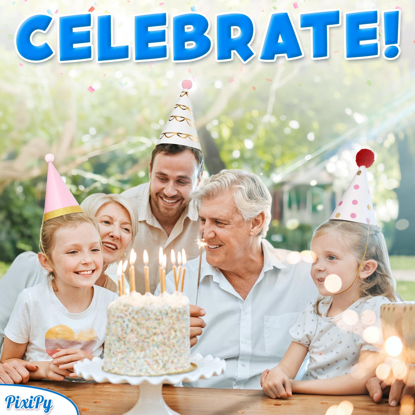 PixiPy Birthday Party Hats – 10 Colorful Cone-Shaped Celebration Headwear for Memorable Parties