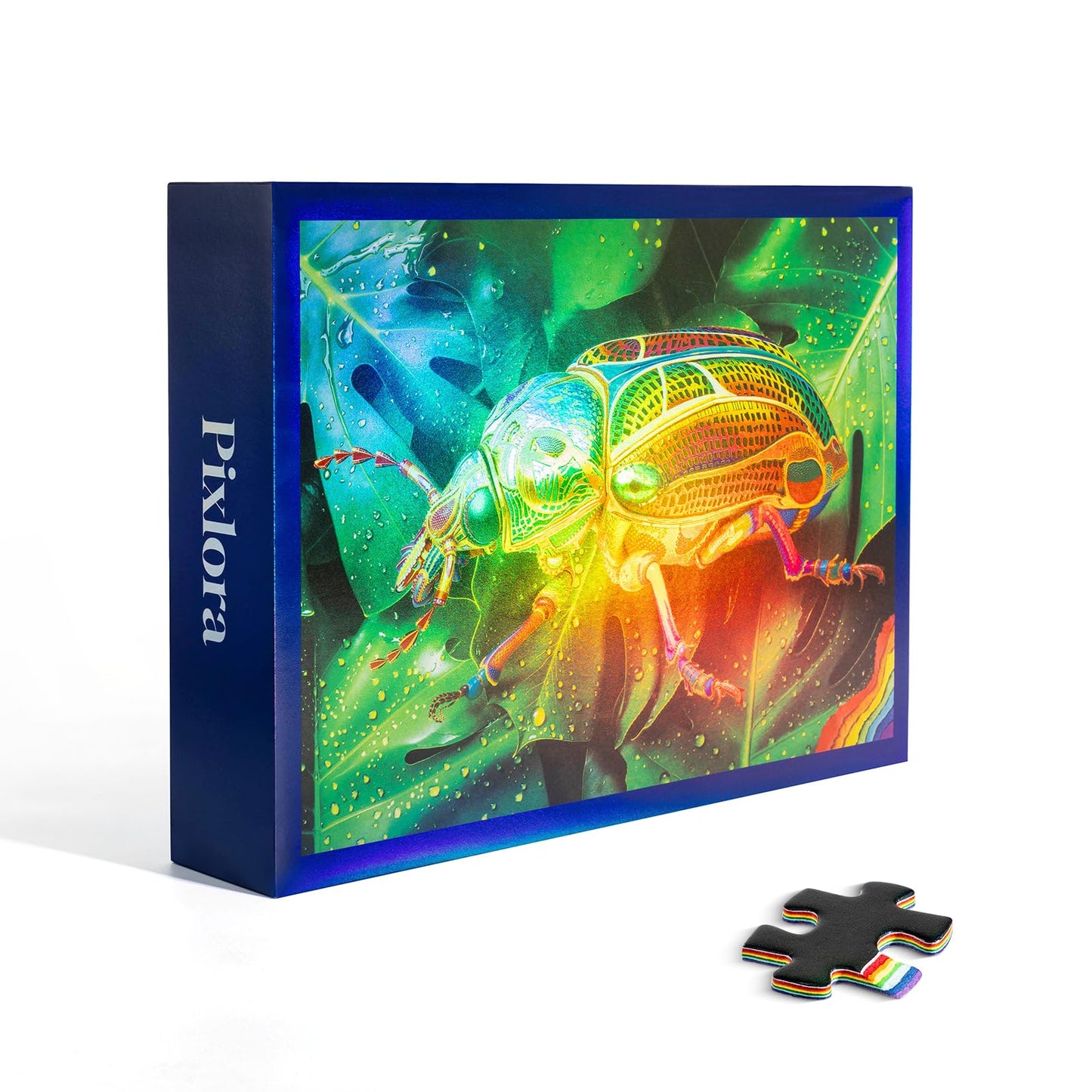 Pixlora 1000-Piece Beetle Jigsaw Puzzle – Rainbow Laser Finish & Zodiac Pieces