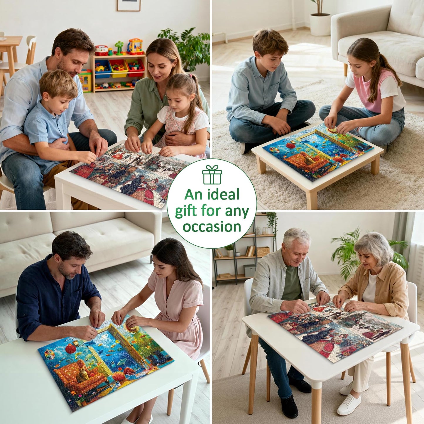 Pixlora 1000-Piece Puzzles 2-Pack | Unique Shaped Pieces | Cat, Fish & Remembrance Theme | Gift for Adults