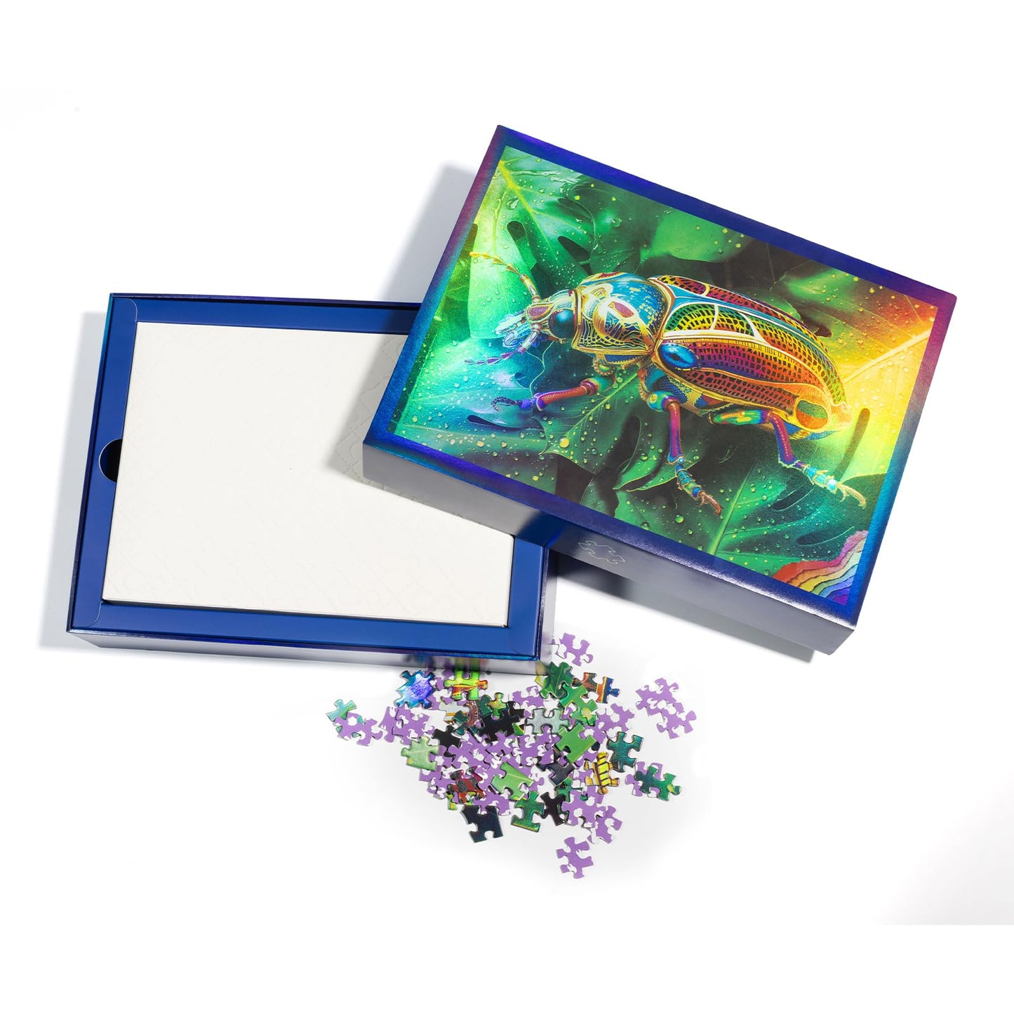Pixlora 1000-Piece Beetle Jigsaw Puzzle – Rainbow Laser Finish & Zodiac Pieces