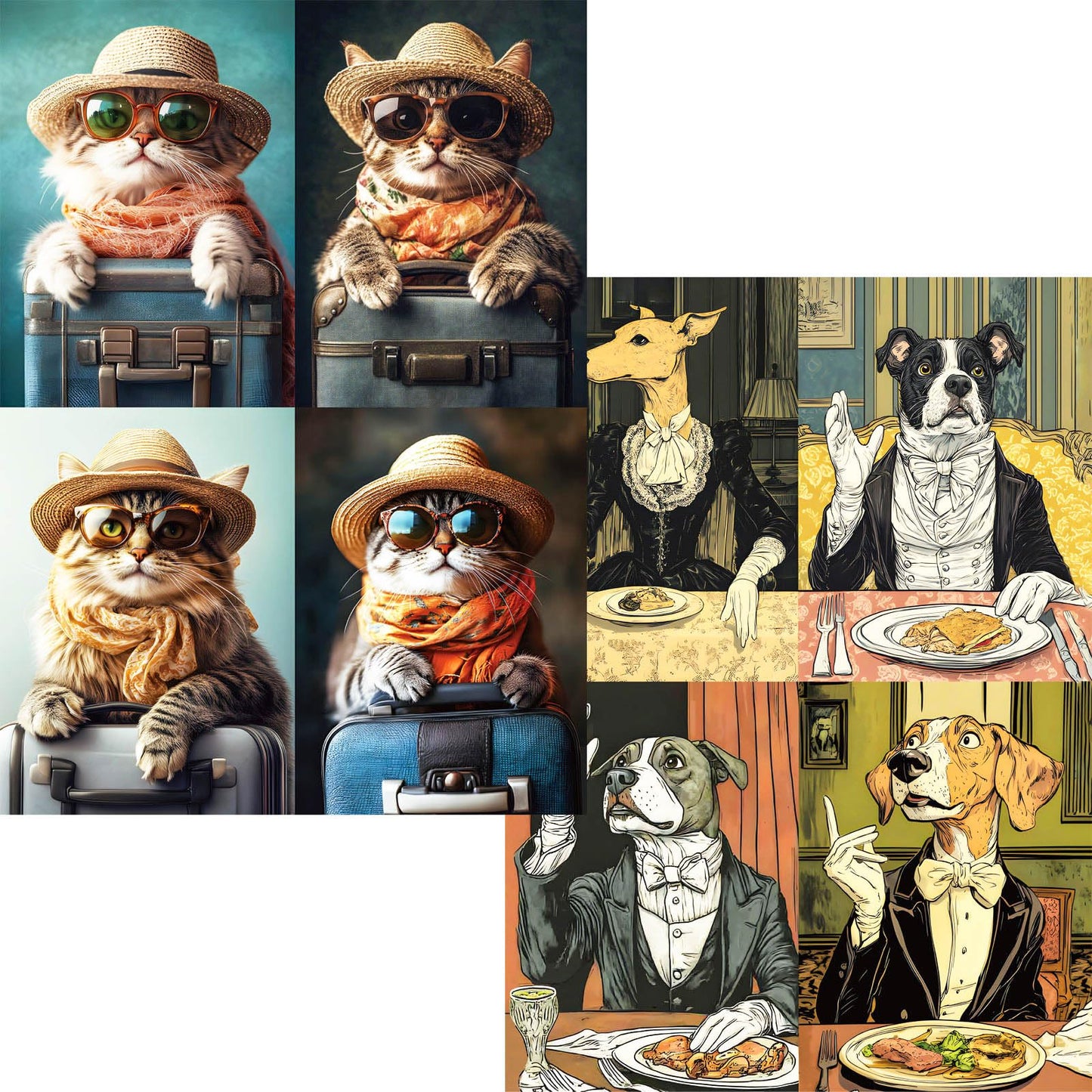 pixlora 1000-Piece Jigsaw Puzzles for Adults — Globetrotting Cat & Dapper Dog Soiree (2-Pack)