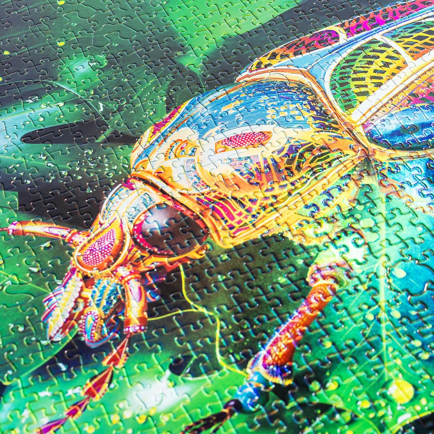 Pixlora 1000-Piece Beetle Jigsaw Puzzle – Rainbow Laser Finish & Zodiac Pieces