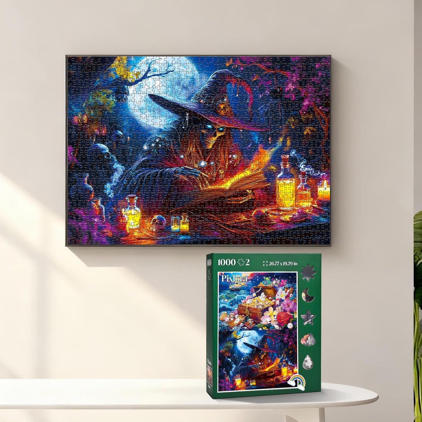 Pixlora 1000-Piece Puzzle Set (2-Pack) — Treasures & Dark Forest + Magical Dreamy Series