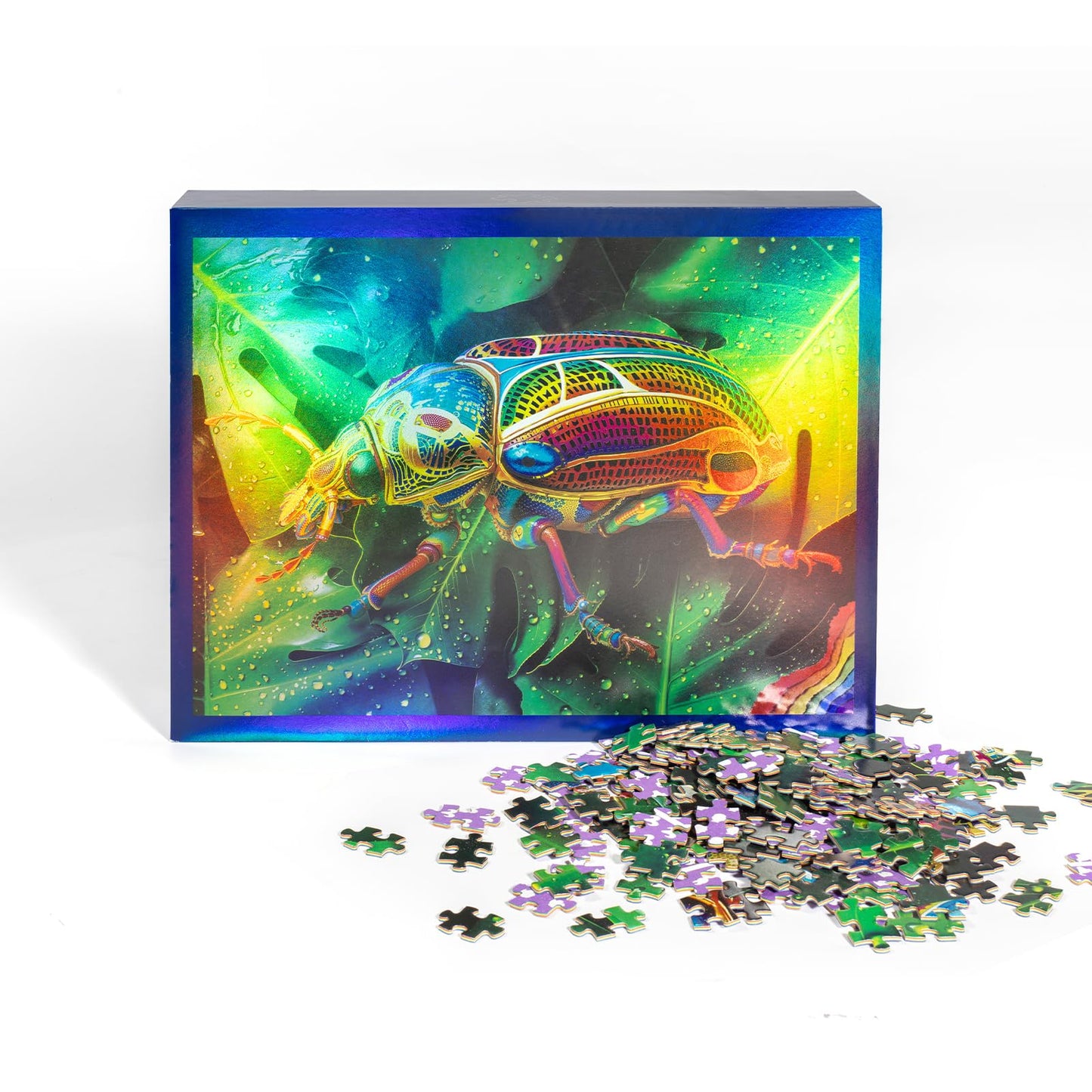 Pixlora 1000-Piece Beetle Jigsaw Puzzle – Rainbow Laser Finish & Zodiac Pieces