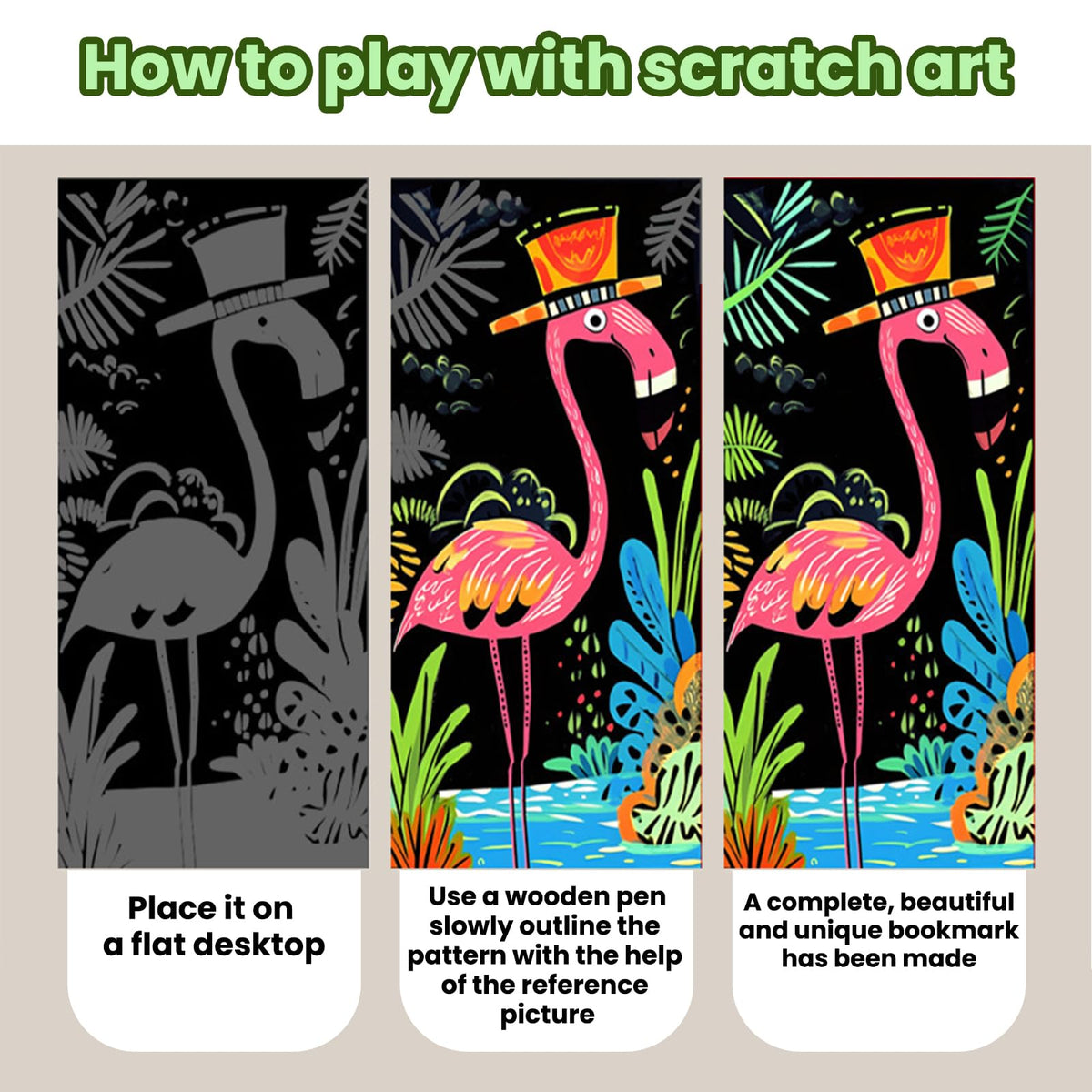 Pixnest 60 Pcs Scratch Art Kit – Rainbow Bookmarks & Scratch Tools