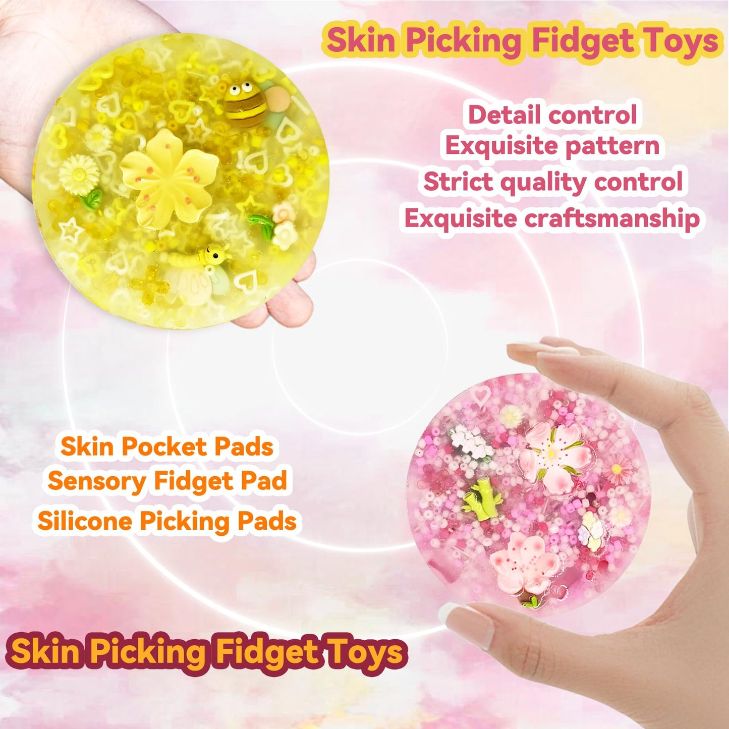 Pixnest 2 Pack Skin Picky Pads — Sensory Fidget Toys for Focus and Calm