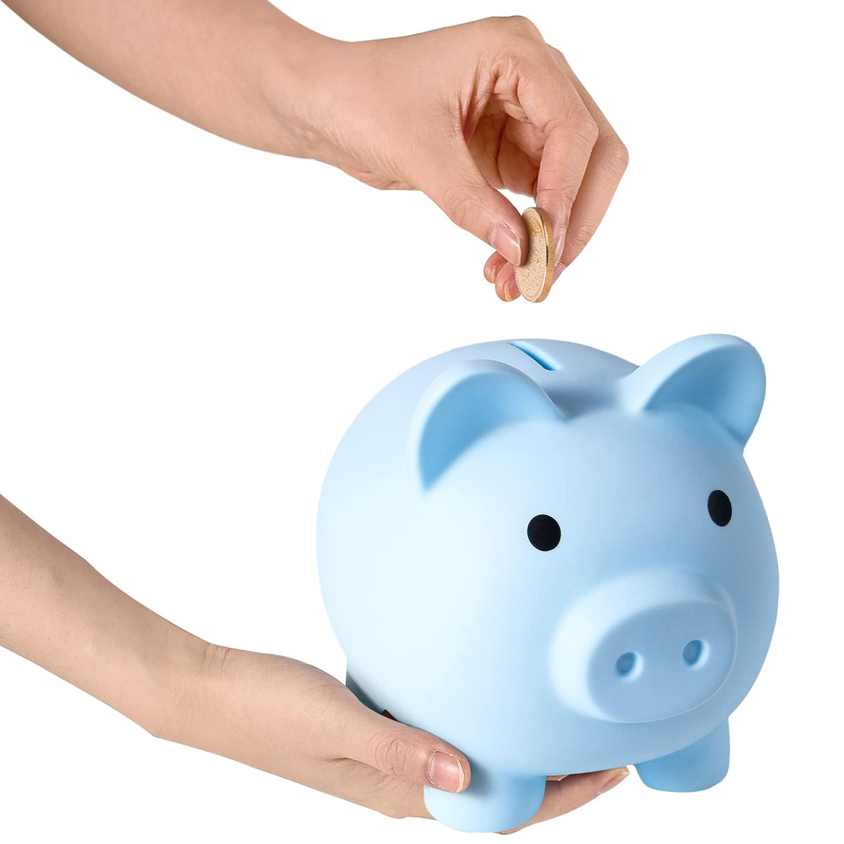 PJDRLLC Large Piggy Bank – Unbreakable Blue Money Bank for Kids