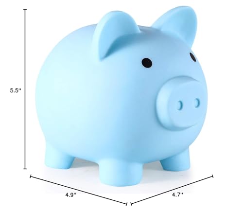 PJDRLLC Unbreakable Piggy Bank – Medium Blue Money Bank for Kids