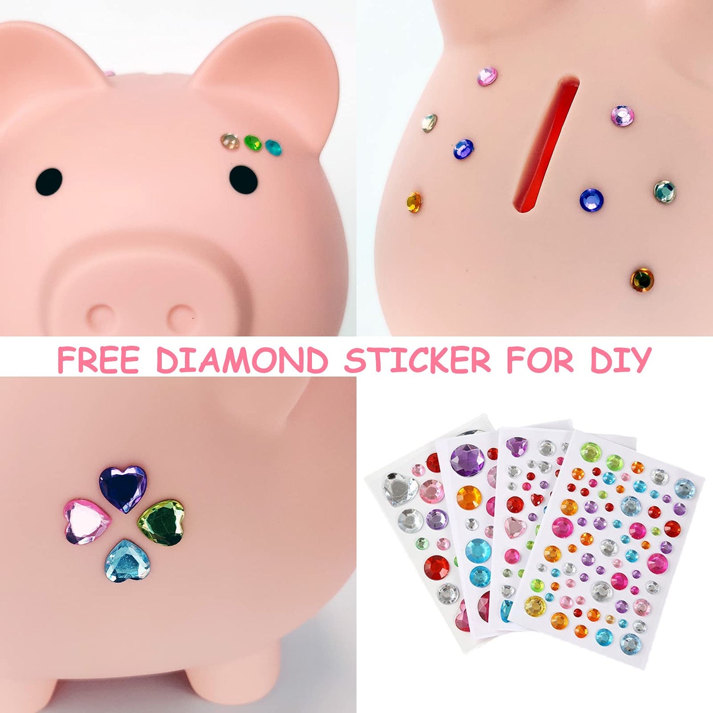 PJDRLLC Piggy Bank | Unbreakable Plastic Money Bank for Kids | Medium Size