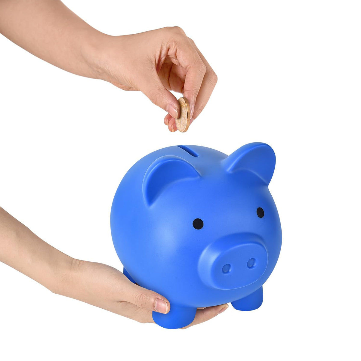 PJDRLLC Large Unbreakable Piggy Bank – Durable Plastic Coin Bank for Kids (Dark Blue)