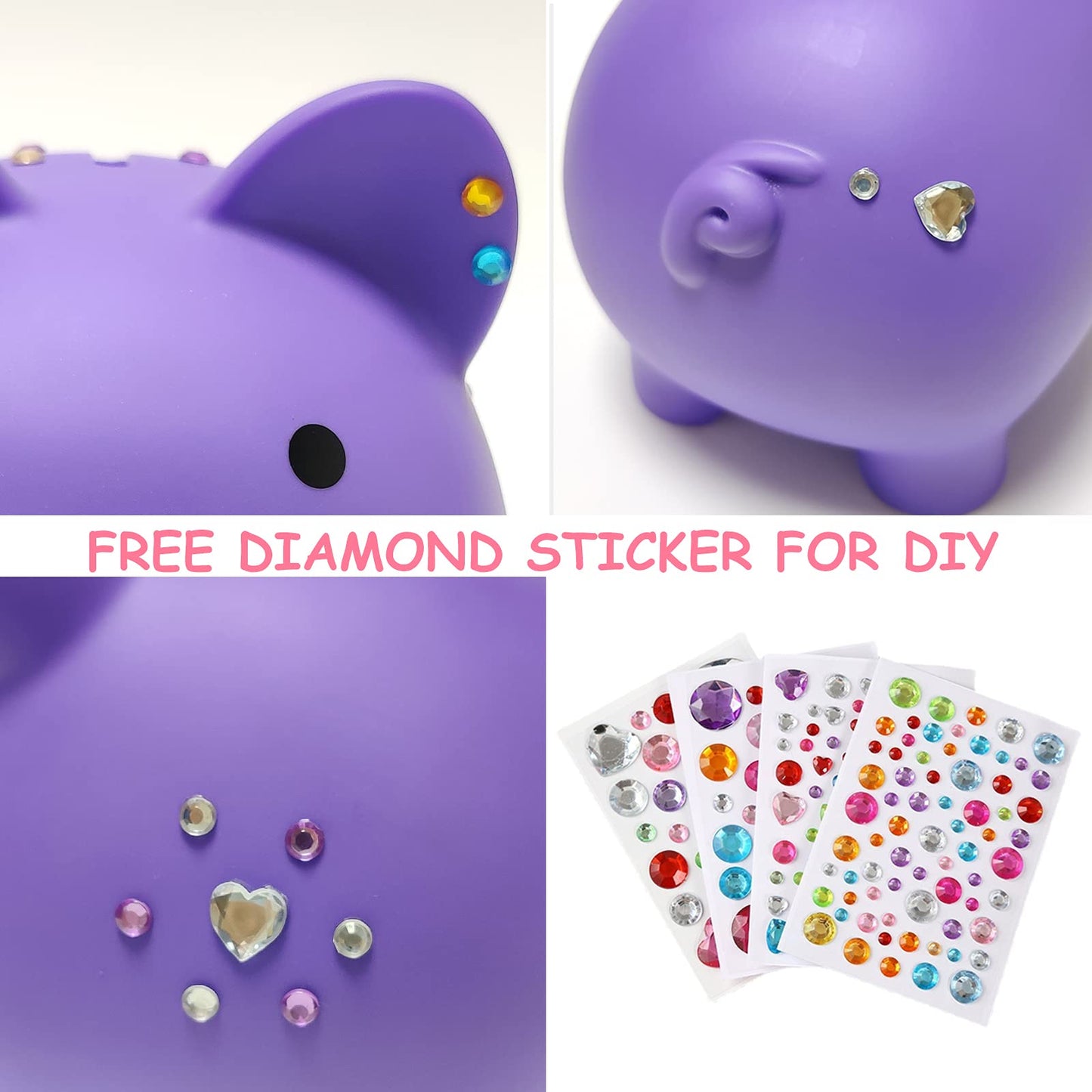 PJDRLLC Piggy Bank – Unbreakable Plastic Money Box for Kids (Medium)