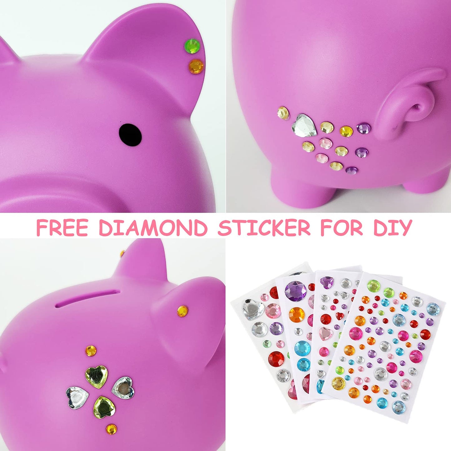 PJDRLLC Piggy Bank – Unbreakable Light Purple Money Bank for Kids (Medium Size)