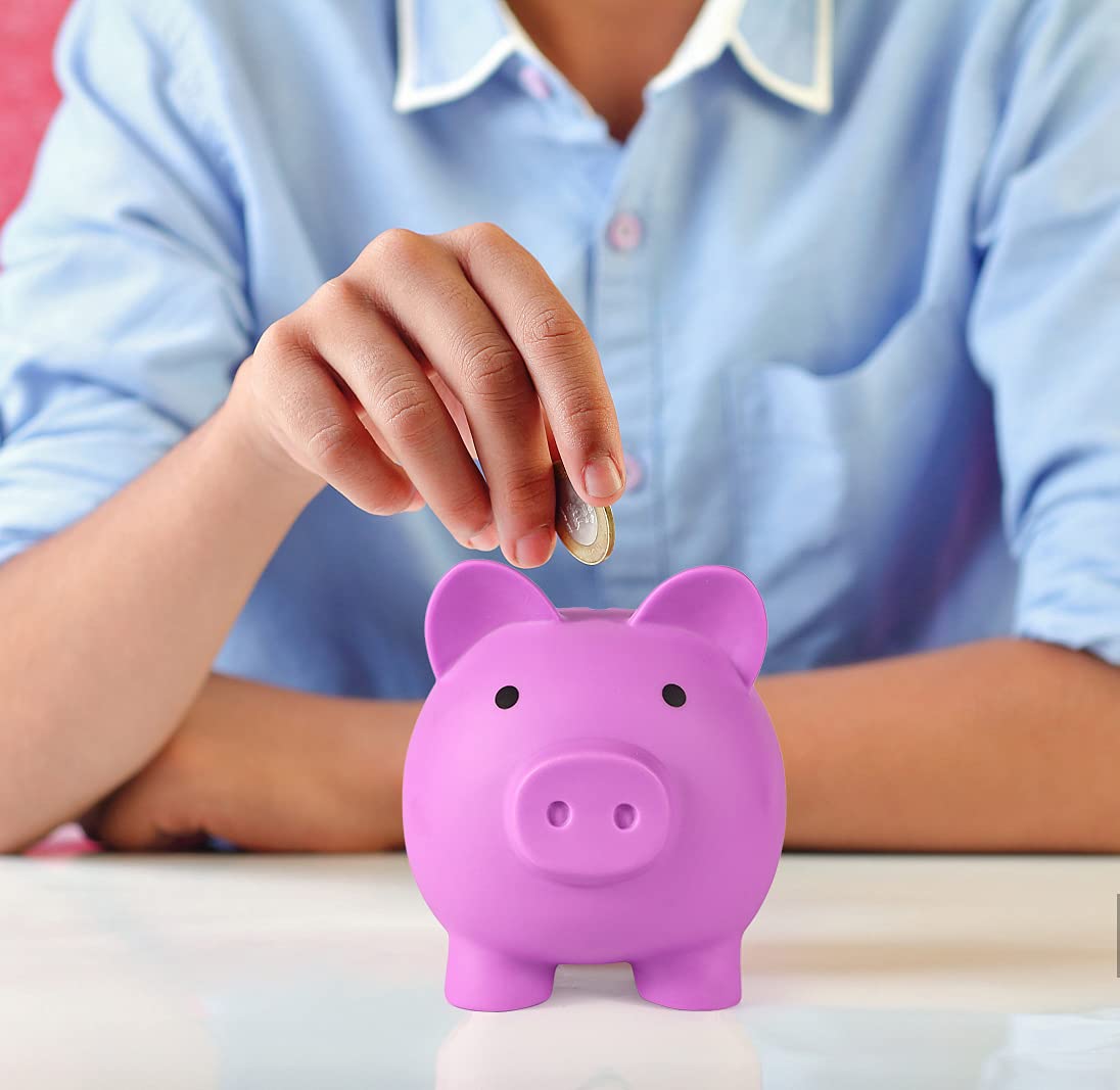PJDRLLC Piggy Bank – Unbreakable Light Purple Money Bank for Kids (Medium Size)