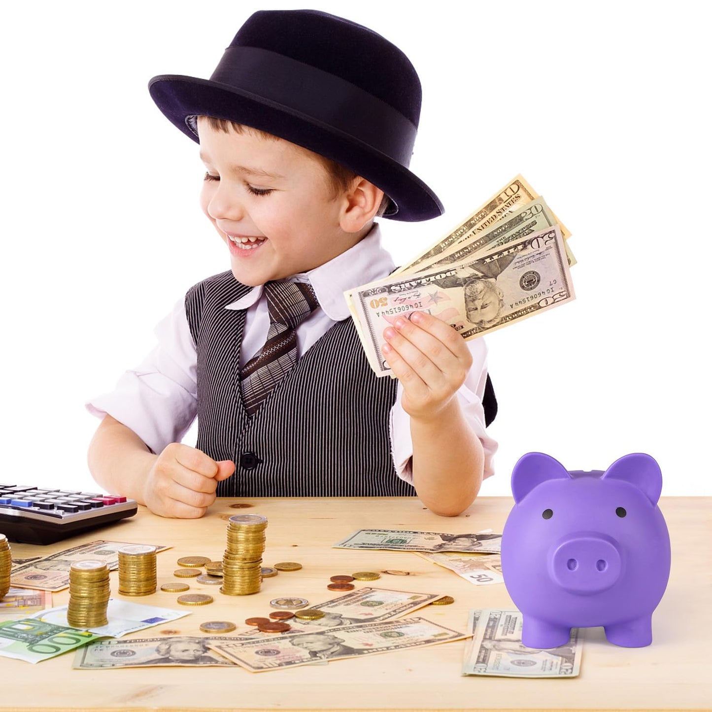 PJDRLLC Piggy Bank – Unbreakable Plastic Money Box for Kids (Medium)