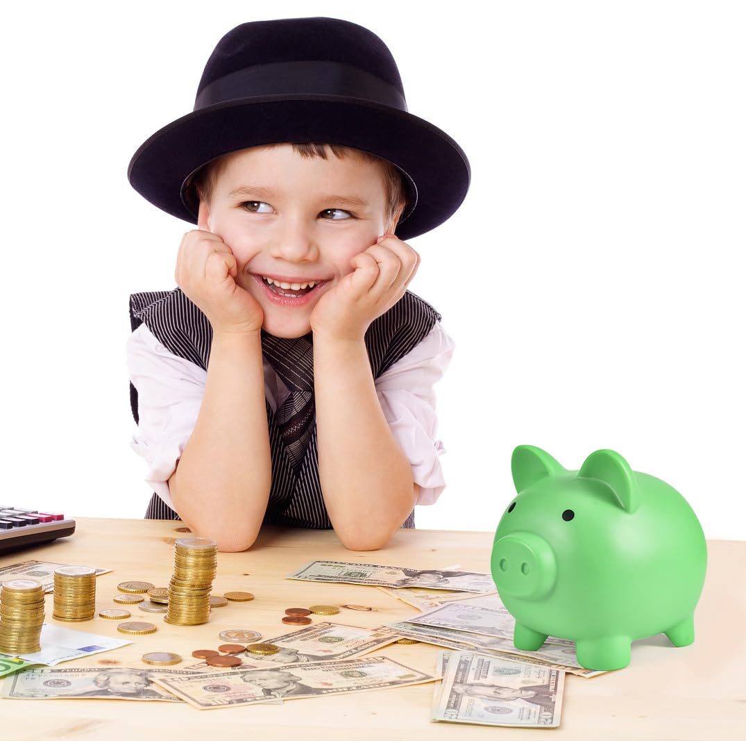 PJDRLLC Piggy Bank - Unbreakable Green Plastic Money Bank for Kids | Medium Size